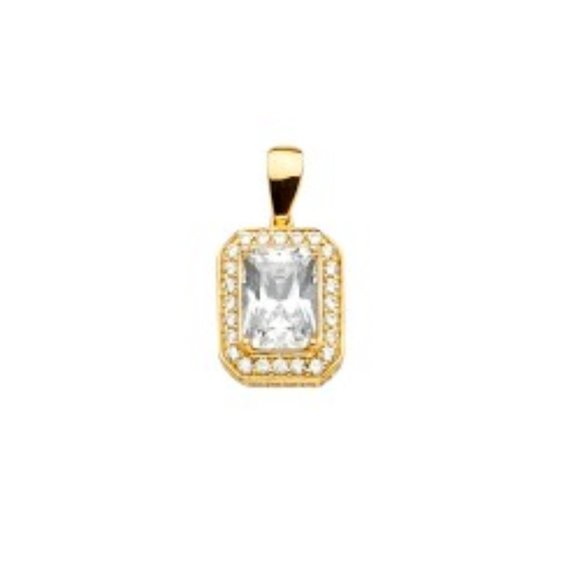 14K yellow Solid gold CZ Pendant